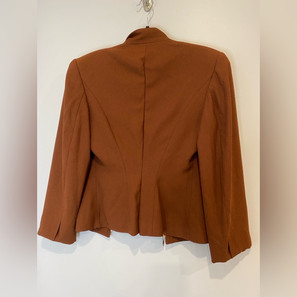 VTG Brown Fitted Zip-Up Blazer Jacket - Picture 4 of 6